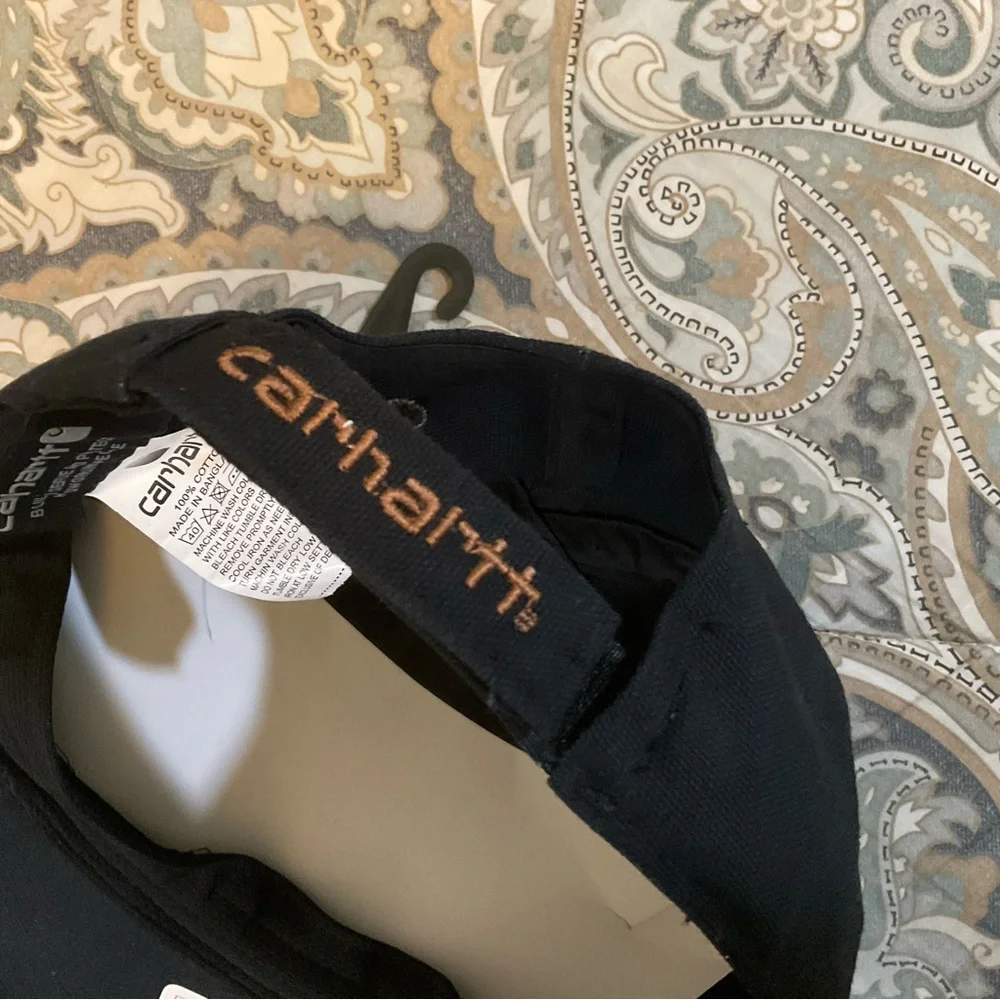 NWT Carhartt Canvas Mesh Leather Logo Back Quality Graphic Hat.